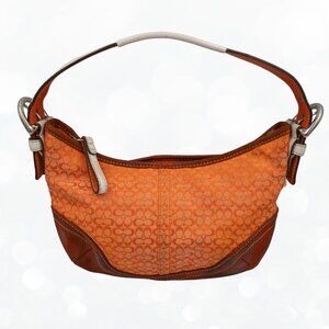 Vintage Coach Soho Orange Signature Hobo Bag | Y2K Leather Trim Purse
